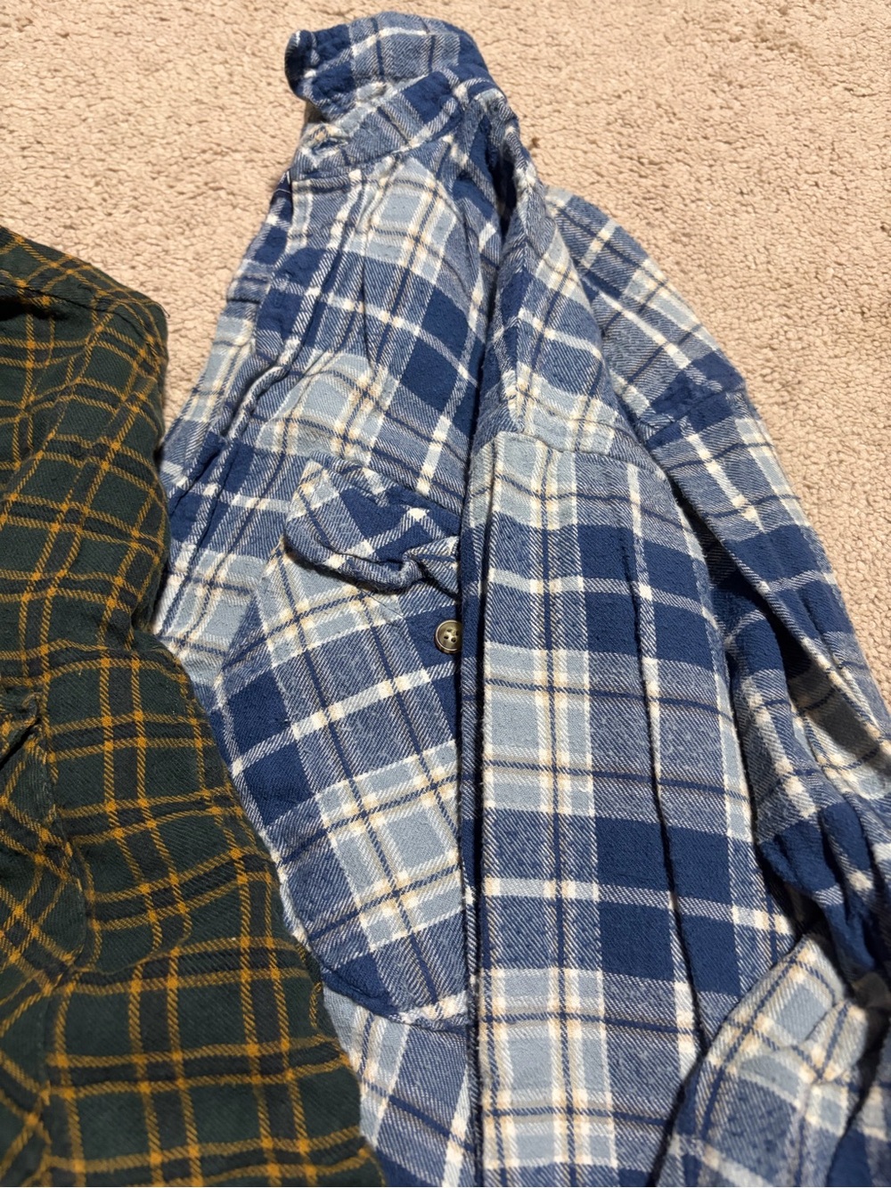 2- Green Plaid/blue checkered Buttonups - Picture 3 of 5
